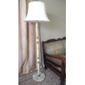 A stunning vintage brass & marble floor standing lamp w/  large Victorian style shade-Lifespace Sale
