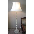 A stunning vintage brass & marble floor standing lamp w/  large Victorian style shade-Lifespace Sale