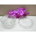 A set of eight glassware including a glass basket, serving bowl,gravy boat etc-Lifespace Sale