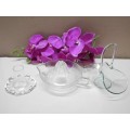 A set of eight glassware including a glass basket, serving bowl,gravy boat etc-Lifespace Sale