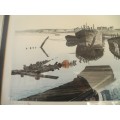 A stunning print of boats in a modern frame. Feature in all rooms!!! Lifespace Sale
