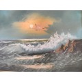 A wonderful oil painting by S Andrews of the sea in a frame. Pretty in all rooms!!! Lifespace Sale
