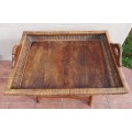 A striking vintage wicker butlers tray/ drinks table w/ removable tray. Xmas sale!