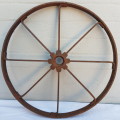 An awesome antique 8-spoke steel wagon/ carriage/ cart wheel