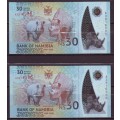 New 2020 Namibia - 30 Years of Democracy Polymer Pair in Sequence and UNC
