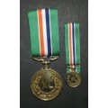 SADF - 9CT Gold Medal for Distinguished Conduct and Loyal Service Full Size Plus Miniature