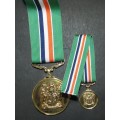 SADF - 9CT Gold Medal for Distinguished Conduct and Loyal Service Full Size Plus Miniature