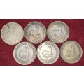 Union of South Africa Silver Crown Lot - 6 Coins in Total