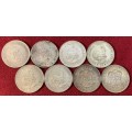 Union of South Africe Silver Crown Lot - 8 Coins in Total