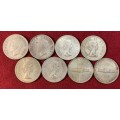 Union of South Africe Silver Crown Lot - 8 Coins in Total
