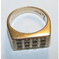 ( Reduced )Stunning - Chunky 9CT Gold (Sterns) Men`s Ring with 12 Diamonds - Total Weight 8 Grams