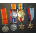 Full Size World War One and Two Medal Group: WW1 PTE.P.M Naude SAMC/WW2 180135 P.M.Naude