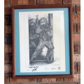 SADF - Framed Special Forces Sketch Owned and Signed by Brigadier Eddie Viljoen ( Echo Victor )