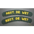 SADF - Regiment De Wet Shoulder Titles