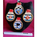 Naval Plaques - 4 Mounted  (Coat of Arms)-Made from Plaster of Paris mounted on wood plaque & shield