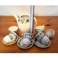 Antique `Old Chelsea Ivy Evergreen Pattern` Johnson Bros. Demitasse 15 Piece Coffee Set