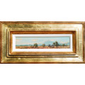 Otto Klar oil-108 image size 16-63.5 cm framed. The frame size 48-96 cm