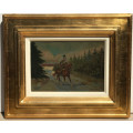 Oil painting Jerzy Kossak oil on board oil-102 image size 35-50 cm, framed