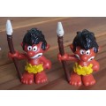 2 X Jungle Smurf (Swoofs) Red + Orange Variants ! 1973 W.Germany Smurfs ! Extremely Rare