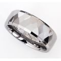 SOLID TUNGSTEN CARBIDE LARGE DIAMOND FACETED MIRROR FINISHED WEDDING RING