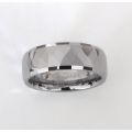 SOLID TUNGSTEN CARBIDE LARGE DIAMOND FACETED MIRROR FINISHED WEDDING RING