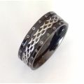 **FREE SHIPPING**NEW!! Black&Silver Dot Tribal Accented Stainless IP Ring size 11