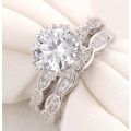 **FREE SHIPPING!** SOLID STERLING SILVER 3.0 Carat New Vintage Style Solitaire Wedding Ring Set