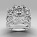 FREE SHIPPING **1.80 Carat Simulated Diamond Stunning Vintage Style Princess Cut Wedding Ring Set