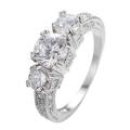 **SOLID STERLING SILVER**Stunning 1.25 Carat Cr. Diamond Brilliant Round Trilogy Rhodium Ring