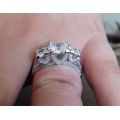1.80 Carat Simulated Diamond Stunning Vintage Style Princess Cut Wedding Ring Set