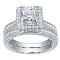 **SOLID STERLING SILVER!" 1.3 Carat Created Stunning Vintage Style Designer Wedding Ring Set 4-11