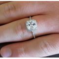 **Stunning New Cushion Cut 2.0 Carat Simulated Diamond Halo Engagement Ring