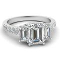 Solid Sterling Silver Trilogy Emerald cut 2.00 Carat Vintage scroll engagement ring