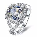 **SOLID STERLING SILVER** Stunning New Cushion Cut Crossover Halo Engagement Ring