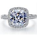 **Stunning New Cushion Cut 2.0 Carat Simulated Diamond Halo Engagement Ring