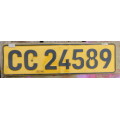 Old Northern Cape Number Plate -- CC 24589 -- (Kimberley) --  Noord Kaap Nommerplaat -- Metal