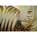 Large ORIGINAL ZEBRA Painting by South African Artist, Cherie Roe Dirksen - Wildlife Gold Wall Art