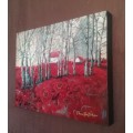 FREE COURIER - `RED POPPY DREAMSCAPE` Original Painting Boxed Canvas by Cherie Roe Dirksen 45x35x4cm