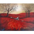 `BICYCLING WITH THE PACK`  Original Painting by Cherie Roe Dirksen - 40cm x 50cm
