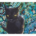 FREE COURIER --- `KLIMT`S CAT` --- Original A4 Painting on Canvas Board by Cherie Roe Dirksen