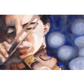 `THE VIOLIN PLAYER` --- Framed Original Watercolour Painting by Cherie Roe Dirksen