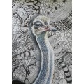 Original ACRYLIC and INK Ostrich Painting by South African Artist, Cherie Roe Dirksen