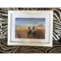Painting wooden frame glass cover. Abelusi Benkomo - Shepherd for Cows