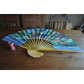 Bamboo Extra Large Hand Painted Wall Fan