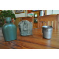 Old Army Water Bottle And Fire Bucket