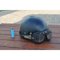 Vintage Motorcycle Helmet With Goggles