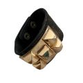 Bracelet - Pleather chunky bracelet with a gorgeous gold statement
