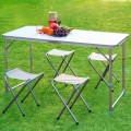 Portable Aluminum picnic table with 4 Stools Folding Table Set