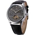 KS Brand New 24 Hours Display Self Wind Relogio Leather Band Analog Male Automatic Mechanical Clock