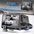 4'' HD 1080P 3 Lens Car DVR Dash Cam Vehicle Video Recorder Rearview Camera